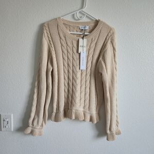 Gilli Womens  Cream Cable Knit Sweater Size M